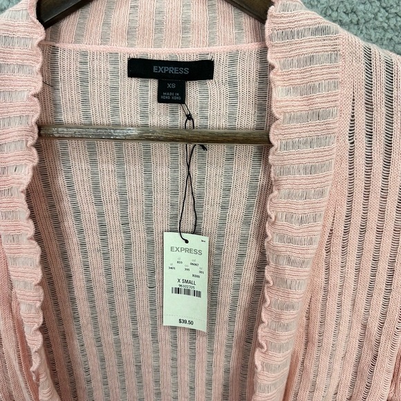 Vtg Y2K Express Open Front Cardigan Womens XS Pink Lightweight Fairy Coquette - Picture 3 of 7